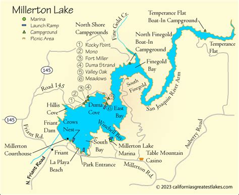 Printable Millerton Lake Map