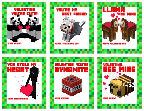 Printable Minecraft Valentine's Day Cards