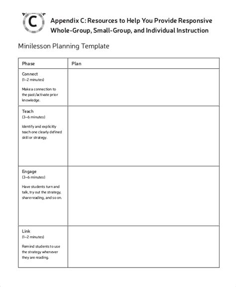 Printable Mini Lesson Plan Template