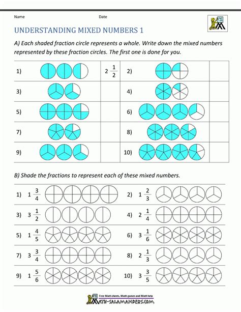 Printable Mixed Number Test