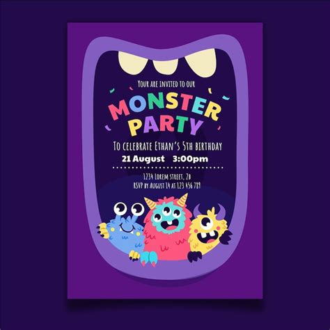 Printable Monster Theme Birthday Invitations
