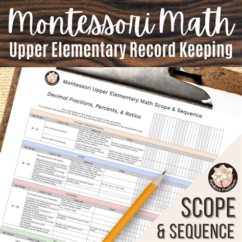 Printable Montessori List Of Upper Elementary Sequence Of Lessons