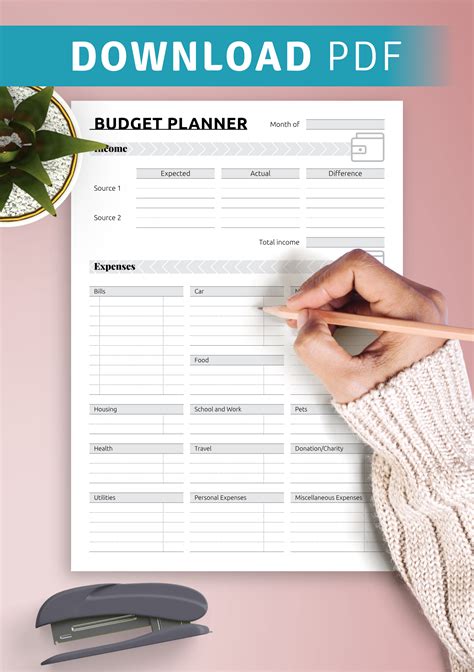 Printable Monthly Budget Template Pdf