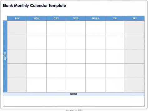 Printable Monthly Calendar Templates