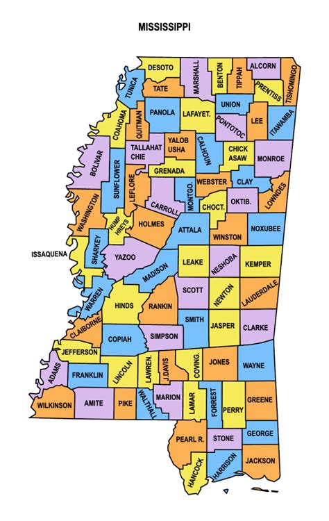 Printable Ms County Map