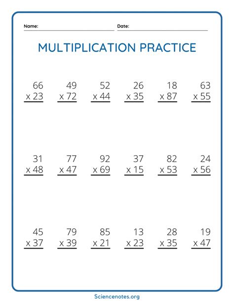 Printable Multi Digit Multiplication Worksheets