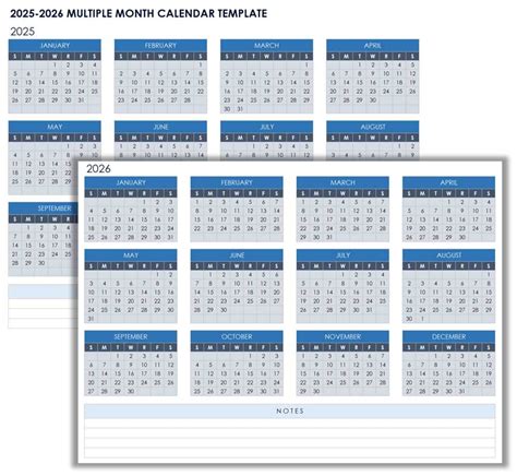 Printable Multi Month Calender
