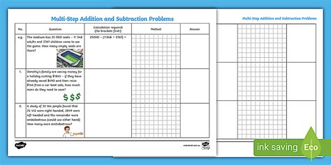 Printable Multi Step Addition Strategy Crds