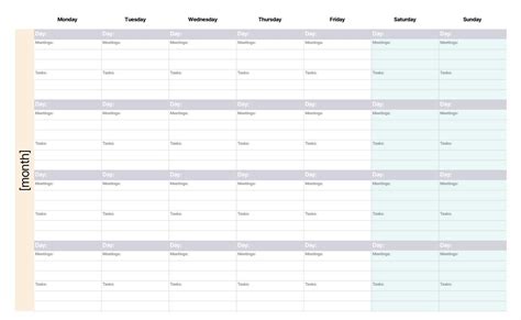 Printable Multi Week Calendar