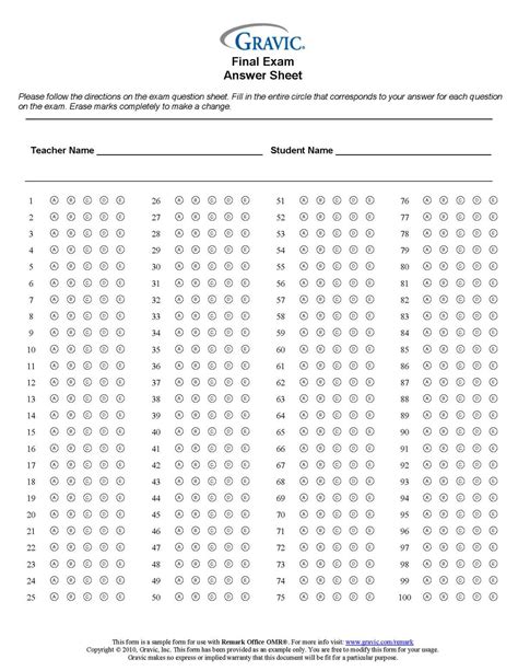 Printable Multiple Choice Answer Sheet A E 35 Questions