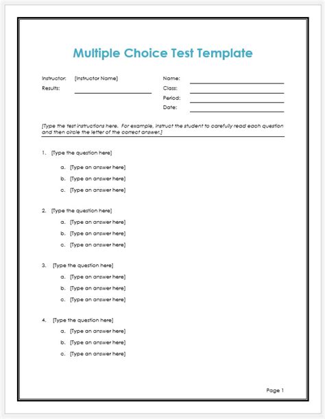Printable Multiple Choice Test Maker
