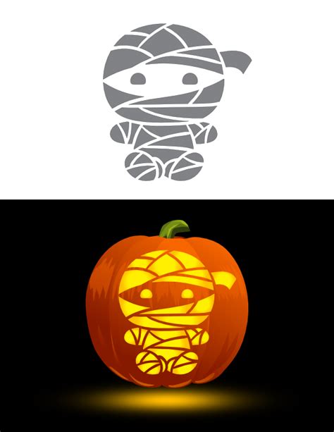 Printable Mummy Pumpkin Stencils
