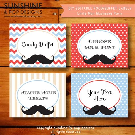 Printable Mustache Wax Labels