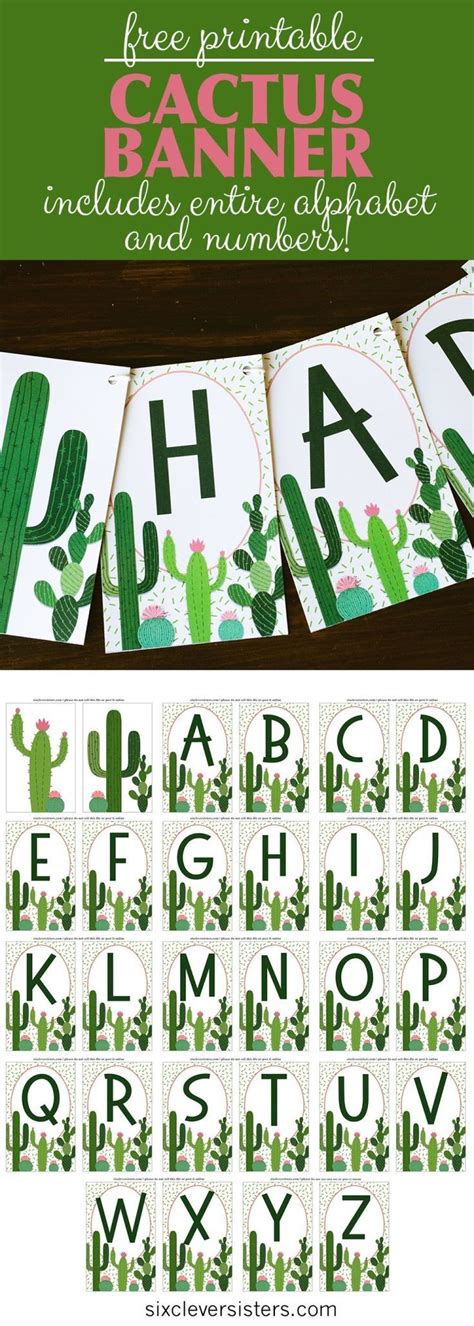Printable Name Banner Cactus