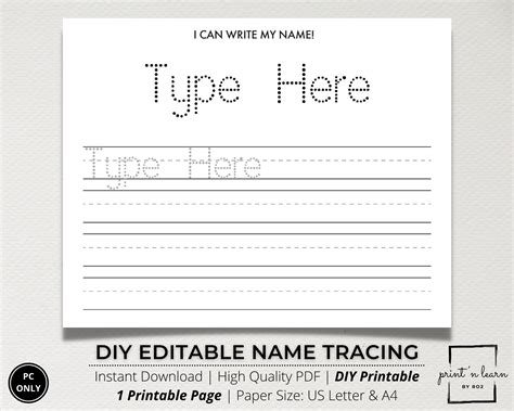 Printable Name Handwriting Paper