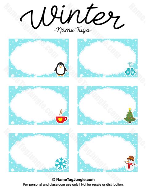 Printable Name Tags For Winter