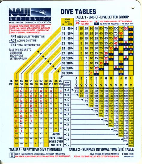 Printable Naui Dive Tables Computer