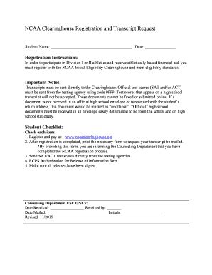 Printable Ncaa Clearinghouse Form For Transcript