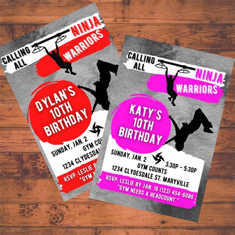 Printable Ninja Warrior Invitations