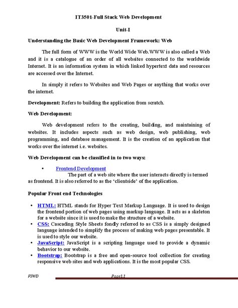 Printable Notes For Web Development