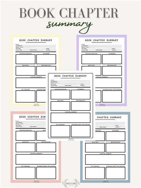 Printable Novel Chapter Summary Template