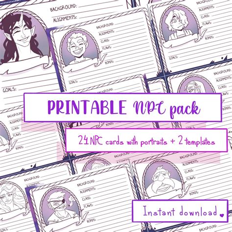 Printable Npc Face Cards