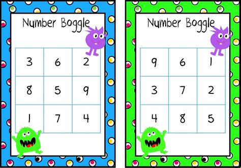 Printable Number Boggle Rules