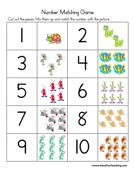 Printable Number Match Games