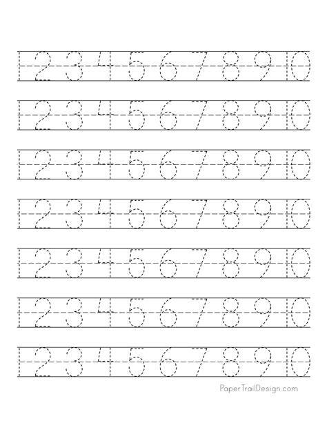 Printable Number Trace Sheets