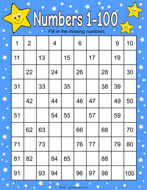 printable number worksheets 1 100