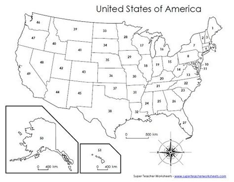 Printable Numbered Map Of Us