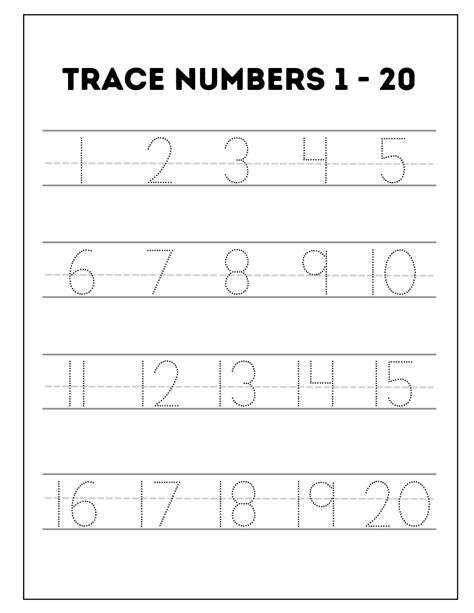 Printable Numbers 1 20 Trace And Write