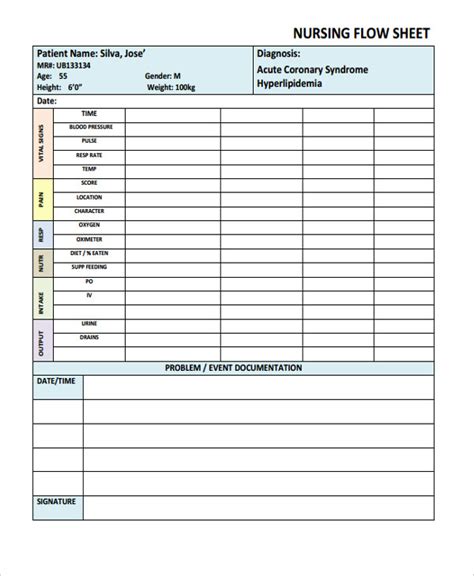 Printable Nursing Flow Sheet