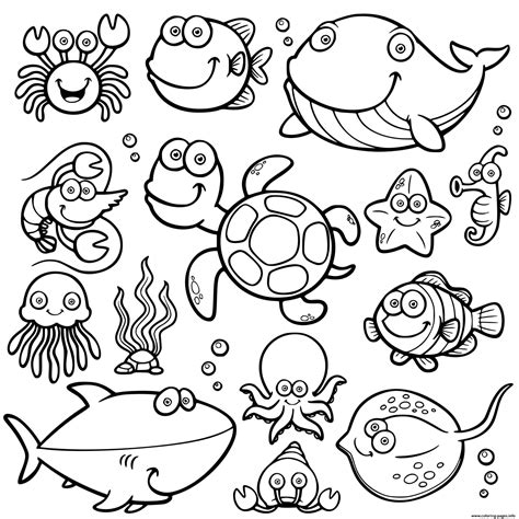 printable ocean animals coloring printable template