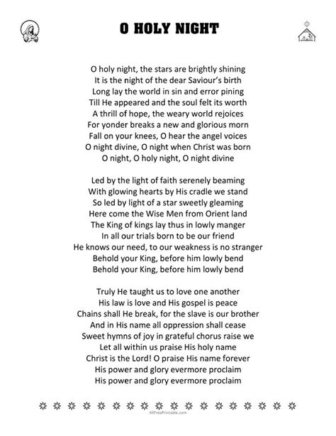 Printable Oh Holy Night Lyrics