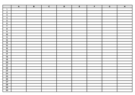 Printable Old School Spreadsheet