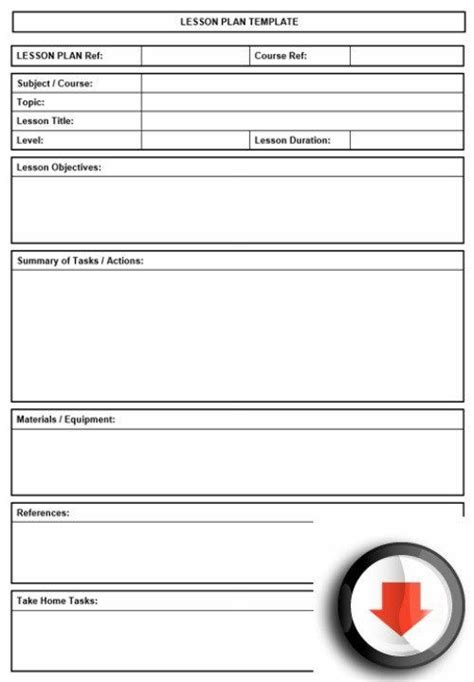 Printable One Day Lesson Plan Template