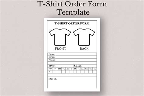 Printable Order Form For Shirts