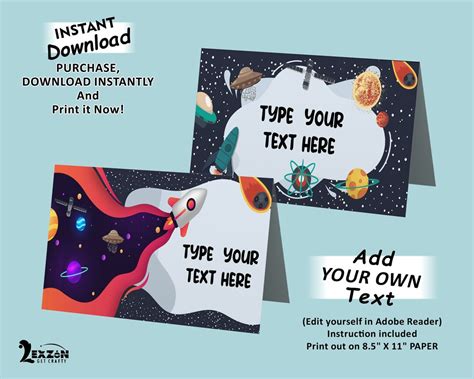 Printable Outer Space Food Cards
