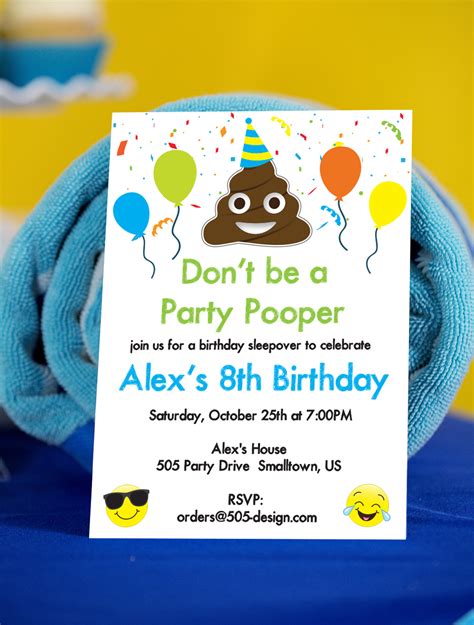 Printable Party Pooper Invitations