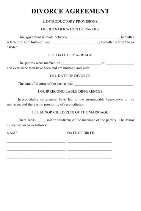 Printable Pdf Divorce Papers