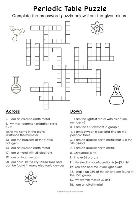Printable Periodic Table Puzzle Assignment