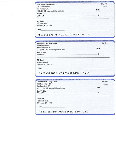 Printable Pics Personal Checks