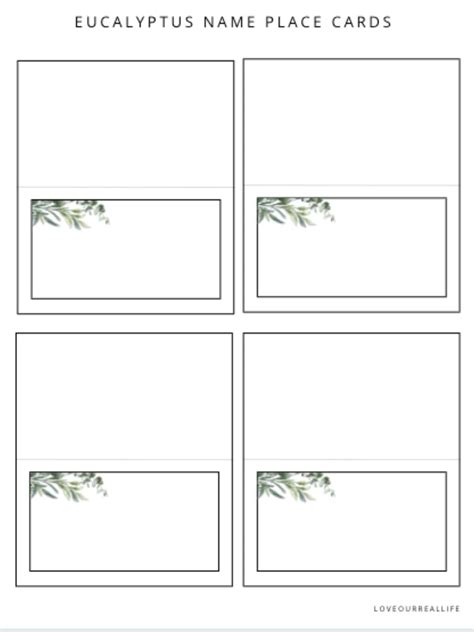 Printable Place Cards Template