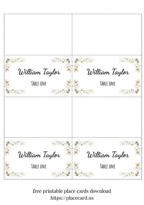 Printable Place Name Cards