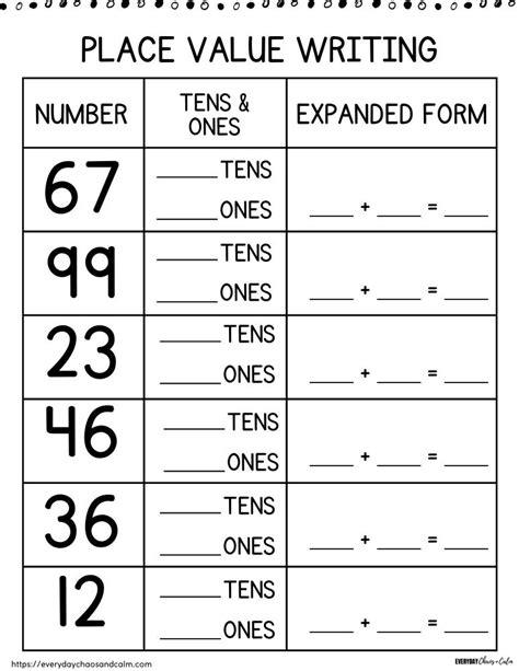 Printable Place Value Expanded Form Worksheets 10,000