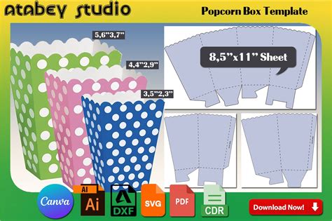 Printable Popcorn Box With Top