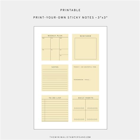 printable post it notes printable template