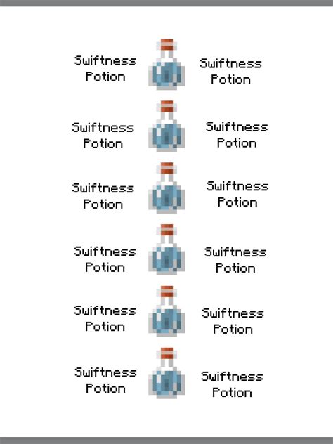 Printable Potion Of Swiftness Minecraft