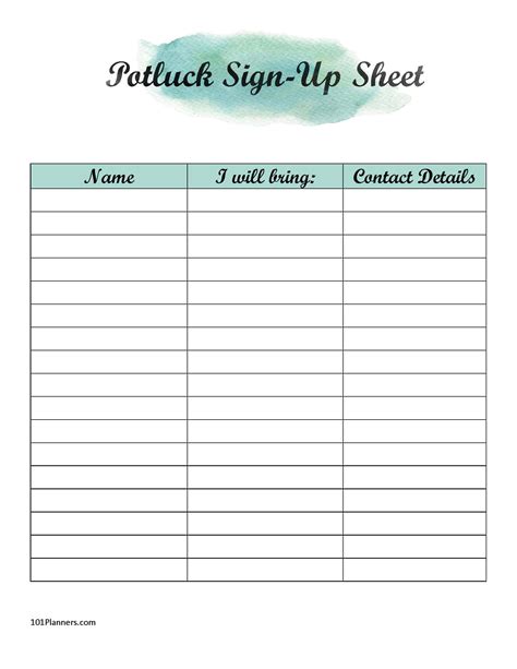 Printable Potluck Sign Up: Easy Way To Organize Your Event